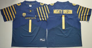 Oregon Ducks Spring Game Mighty Oregon 1 Weebfoot 100th Rose Bowl Game Elite Jersey - Navy