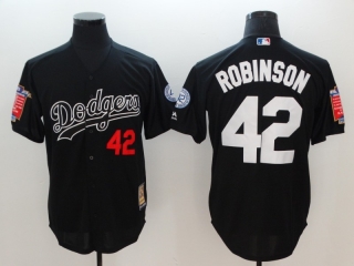 Men's Los Angeles Dodgers #42 Jackie Robinson Black Throwback Cool Base Stitched MLB Jersey