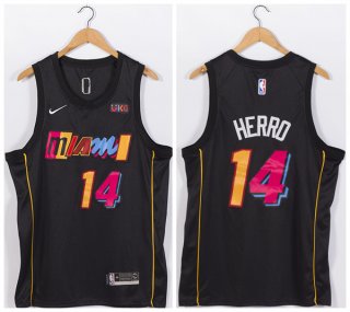 Men's Miami Heat 2022 City Edition #14 Tyler Herro Black Stitched Jersey