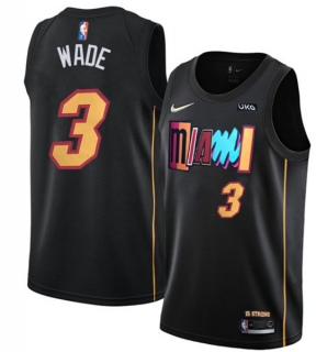 Men's Miami Heat #3 Dwyane Wade Black 75th Anniversary 2022 City Edition Stitched