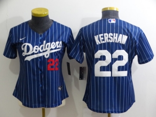 Women's Los Angeles Dodgers #22 Clayton Kershaw Blue Stitched Baseball Jersey