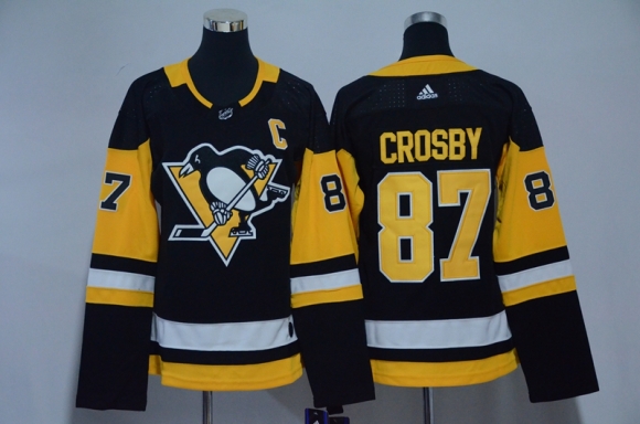 Penguins-87-Sidney-Crosby-Black-Women-Adidas-Jersey