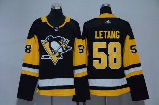 Penguins-58-Kris-Letang-Black-Women-Adidas-Jersey