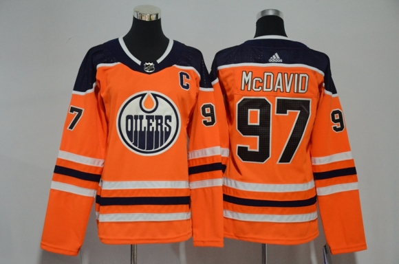 Oilers-97-Connor-McDavid-Orange-Women-Adidas-Jersey