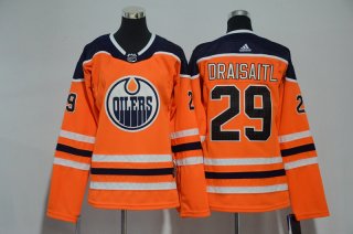 Oilers-29-Leon-Draisaitl-Orange-Women-Adidas-Jersey