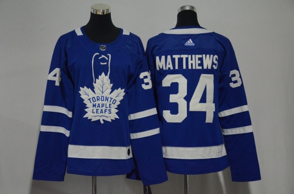 Maple-Leafs-34-Auston-Matthews-Blue-Women-Adidas-Jersey