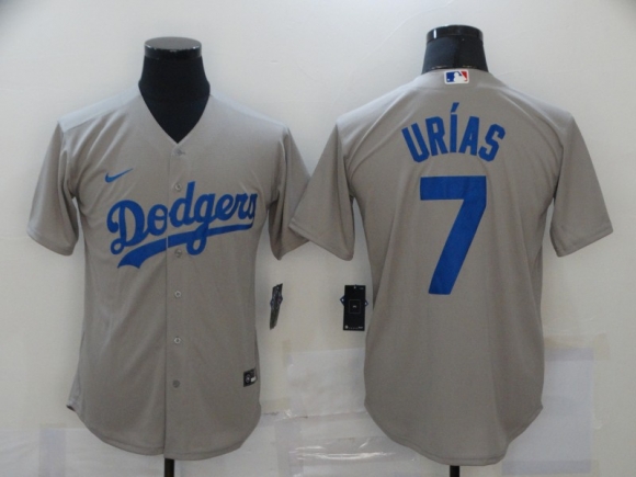 Dodgers-7-Julio-Urias-Gray-2020-Nike-Cool-Base-Jersey