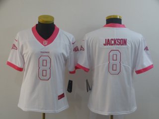 Nike-Ravens-8-LaMar-Jackson-White-Pink-Women-Vapor-Untouchable-Limited-Jersey
