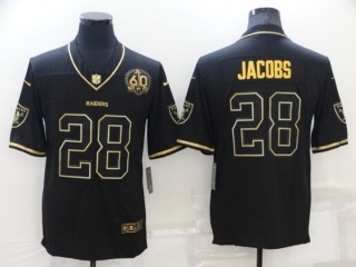 Men's Las Vegas Raiders #28 Josh Jacobs Black Gold With 60th Anniversary Patch Vapor