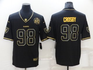 Men's Las Vegas Raiders #98 Maxx Crosby Black Gold With 60th Anniversary Patch Vapor
