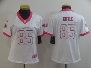 Nike-49ers-85-George-Kittle-White-Pink-Women-Rush-Limited-Jersey