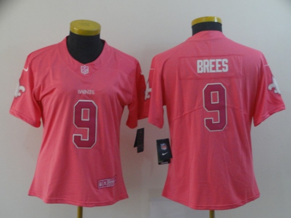 Nike-Saints-9-Drew-Brees-Pink-Women-Rush-Fashion-Limited-Jersey