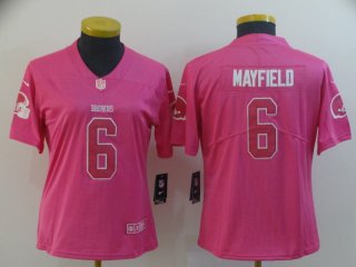 Nike-Browns-6-Baker-Mayfield-Pink-Women-Rush-Limited-Jersey