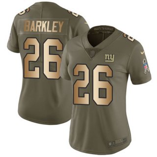 Nike-Giants-26-Saquon-Barkley-Olive-Gold-Women-Salute-To-Service-Limited-Jersey