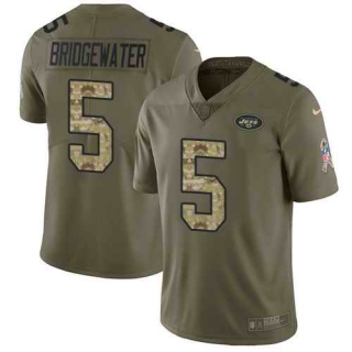 Nike-Jets-5-Teddy-Bridgewater-Olive-Camo-Youth-Salute-To-Service-Limited-Jersey
