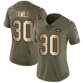 Nike-Jets-30-Thomas-Rawls-Olive-Gold-Women-Salute-To-Service-Limited-Jersey