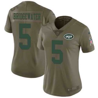 Nike-Jets-5-Teddy-Bridgewater-Olive-Women-Salute-To-Service-Limited-Jersey