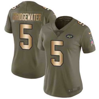 Nike-Jets-5-Teddy-Bridgewater-Olive-Gold-Women-Salute-To-Service-Limited-Jersey