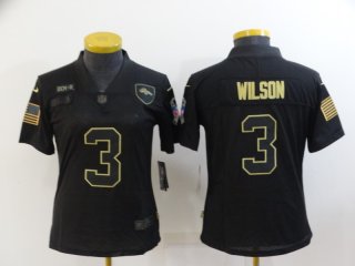 Denver Broncos #3 Russell Wilson black salute to service limited women jersey