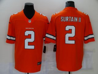 Men's Denver Broncos #2 Patrick Surtain II 2021 NFL Draft Orange color rush Limited Stitched Jersey