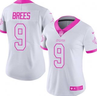New Orleans Saints #9 brees fashion pink women jersey