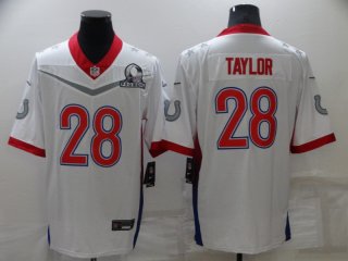 Men's Indianapolis Colts #28 Jonathan Taylor 2022 White Pro Bowl Stitched Jersey
