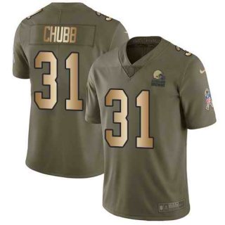 Nike-Browns-31-Nick-Chubb-Olive-Gold-Youth-Salute-to-Service-Limited-Jersey