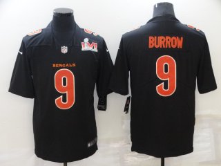 Men's Cincinnati Bengals #9 Joe Burrow Black 2022 Super Bowl LVI Vapor Limited Stitched