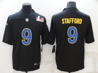 Men's Los Angeles Rams #9 Matthew Stafford Black 2022 Super Bowl LVI Game Stitched