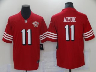 Men's San Francisco 49ers #11 Brandon Aiyuk redwith 75th patch