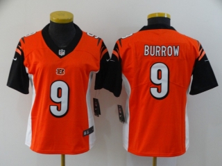 Cincinnati Bengals #9 Joe Burrow women orange jersey
