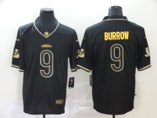 Cincinnati Bengals #9 Joe Burrow black gold limited jersey