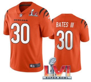 Men's Cincinnati Bengals #30 Jessie Bates III 2022 Orange Super Bowl LVI Vapor Limited