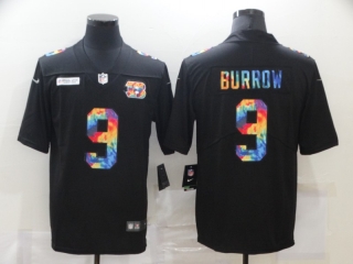 Cincinnati Bengals #9 Joe Burrow Black rainbow jersey