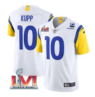 Men's Los Angeles Rams #10 Cooper Kupp 2022 White With C Patch Super Bowl LVI Vapor