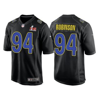 Men's Los Angeles Rams #94 A'Shawn Robinson Black 2022 Super Bowl LVI Game Stitched