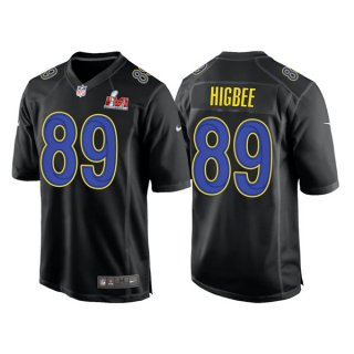 Men's Los Angeles Rams #89 Tyler Higbee Black 2022 Super Bowl LVI Game Stitched Jersey