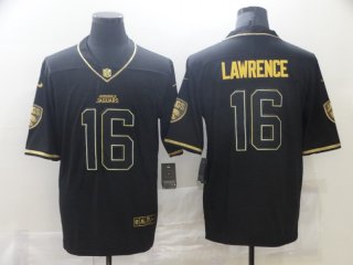 Men's Jacksonville Jaguars #16 Trevor Lawrence black gold jersey