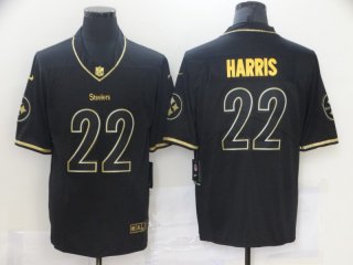 Men's Pittsburgh Steelers #22 Najee Harris black gold jersey