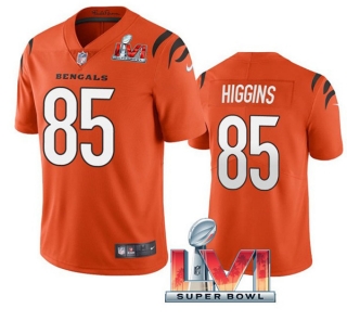 Men's Cincinnati Bengals #85 Tee Higgins Orange 2022 Super Bowl LVI Vapor Limited Stitched
