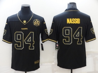Men's Las Vegas Raiders #94 Carl Nassib Black Gold With 60th Anniversary Patch Vapor Limited