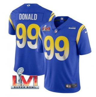 Men's Los Angeles Rams #99 Aaron Donald Royal 2022 Super Bowl LVI Vapor Limited Stitched