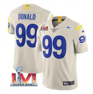 Men's Los Angeles Rams #99 Aaron Donald Bone 2022 Super Bowl LVI Vapor Limited Stitched