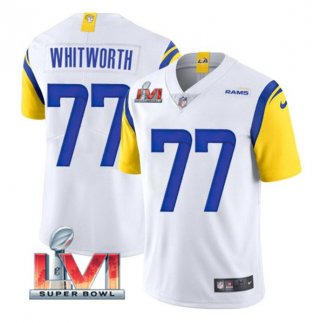 Men's Los Angeles Rams #77 Andrew Whitworth White 2022 Super Bowl LVI Vapor Limited