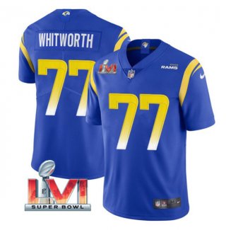 Men's Los Angeles Rams #77 Andrew Whitworth Royal 2022 Super Bowl LVI Vapor Limited