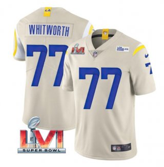 Men's Los Angeles Rams #77 Andrew Whitworth Bone 2022 Super Bowl LVI Vapor Limited