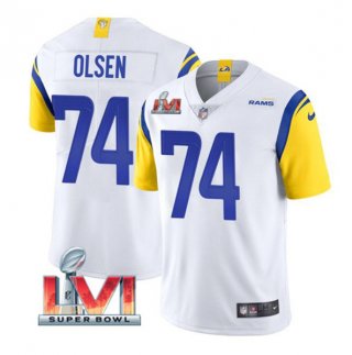 Men's Los Angeles Rams #74 Merlin Olsen White 2022 Super Bowl LVI Vapor Limited Stitched