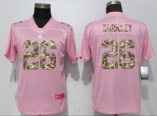 Nike-Giants-26-Saquon-Barkley-Pink-Camo-Fashion-Women-Limited-Jersey