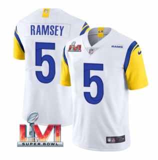 Men's Los Angeles Rams #5 Jalen Ramsey White 2022 Super Bowl LVI Vapor Limited Stitched