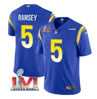 Men's Los Angeles Rams #5 Jalen Ramsey Royal 2022 Super Bowl LVI Vapor Limited Stitched